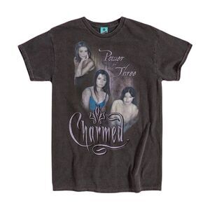 Charmed Unisex Adult Power Of Three Vintage Wash T-Shirt / Charcoal